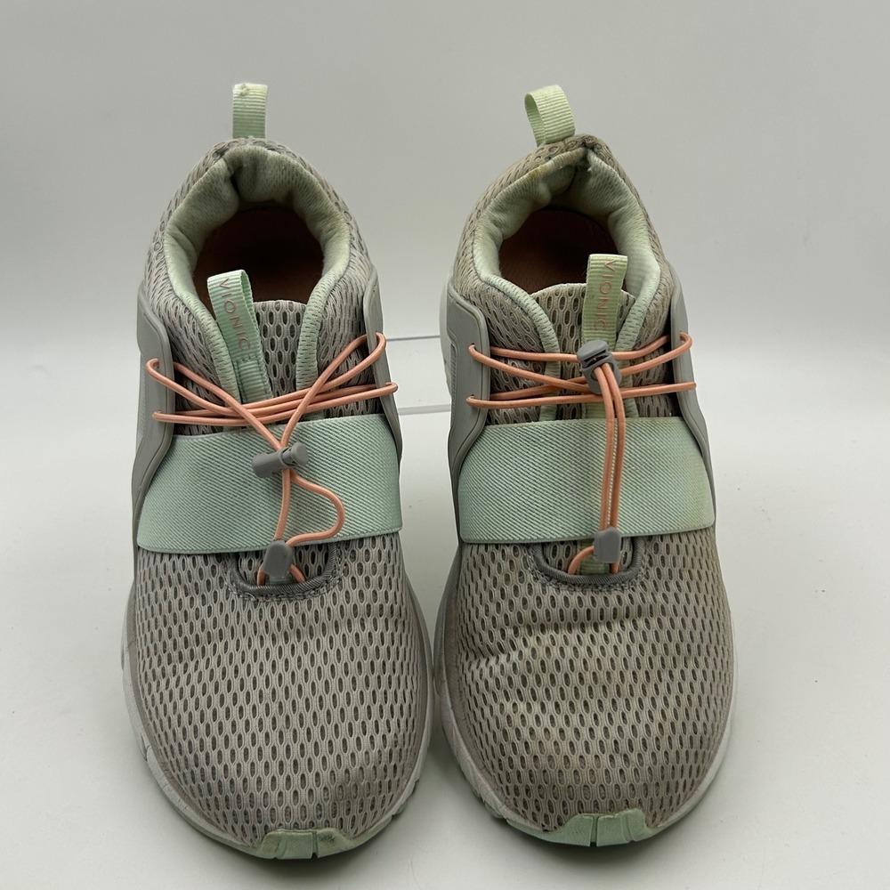 Vionic Berlin Sneakers Womens 9 Grey Mint Green Bungee Lace Athletic Gorpcore - Picture 3 of 9